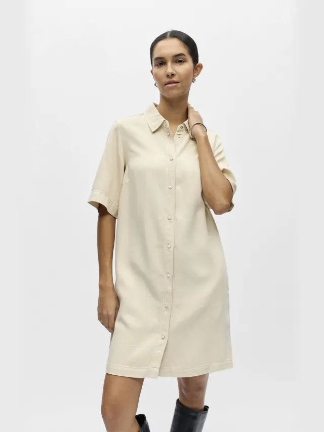 Object denim blousejurk ecru