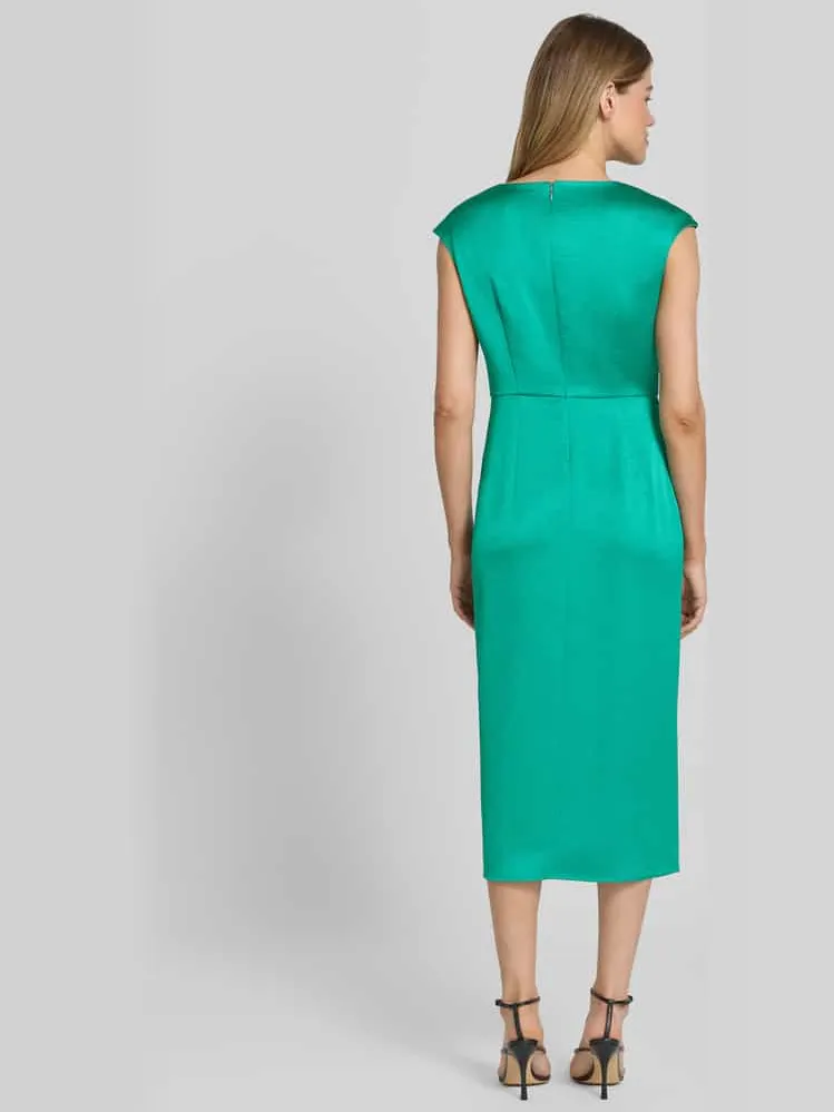 Marc Cain midi-jurk van satijn met draperingen smaragdgroen, foto 3
