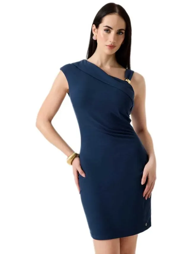 Guess Brigitte Mouwloze Korte Jurk Blauw L Vrouw Blackened Blue