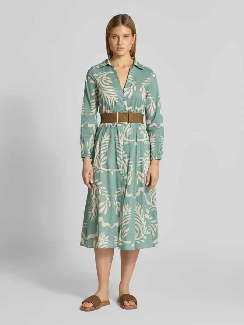 ZABAIONE Hemdblousejurk met knoopsluiting model 'ma44rine' Lichtgroen