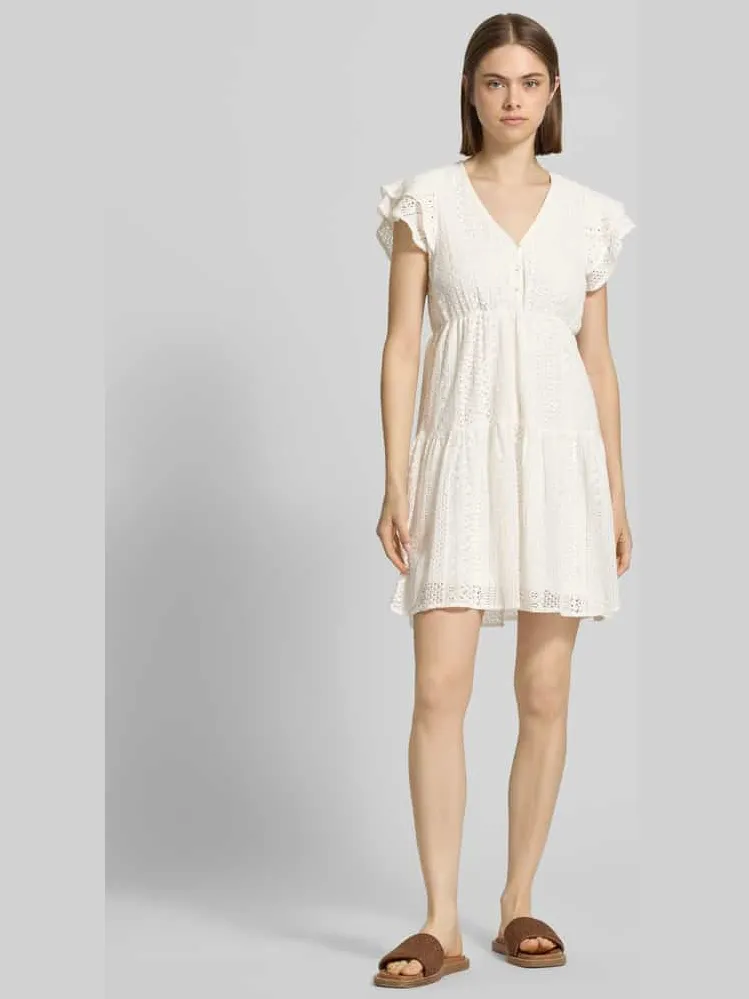 Only Getailleerde blousejurk van katoenmix model 'HELENA' offwhite, foto 4