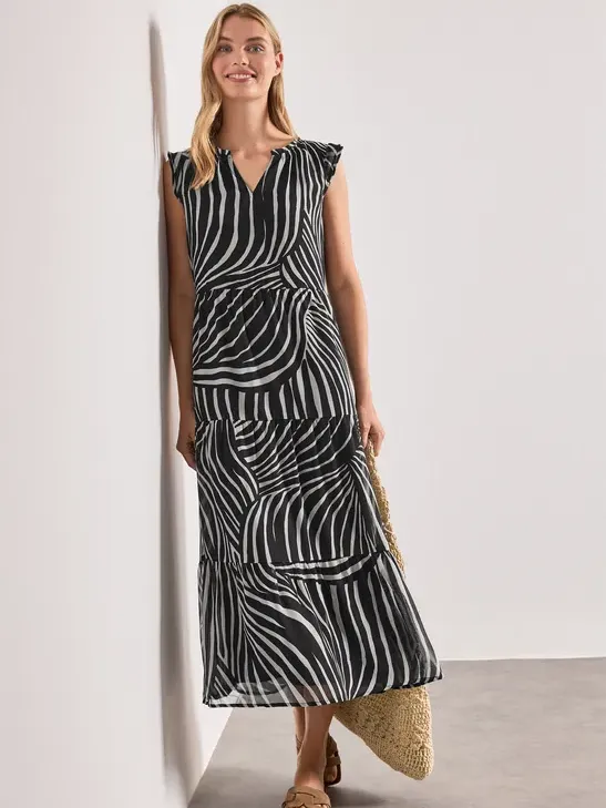 Street One Maxijurk van chiffon met print Zwart