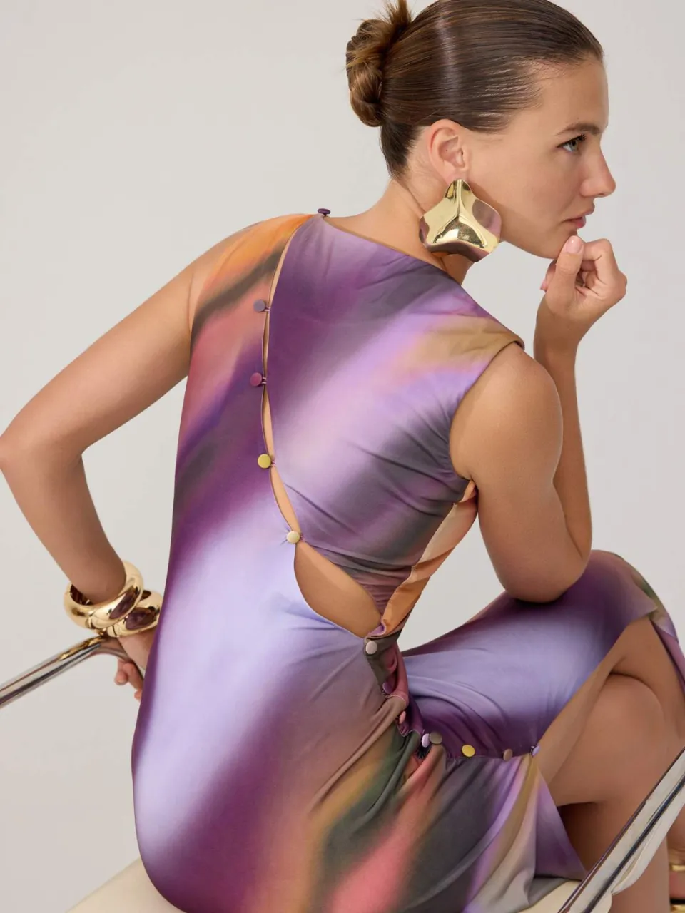 Trendyol TRENDYOLMİLLA Dames Meerkleurig Kleurverloop Maxi Mouwloos Bodycon Jurken veelkleurig, foto 2