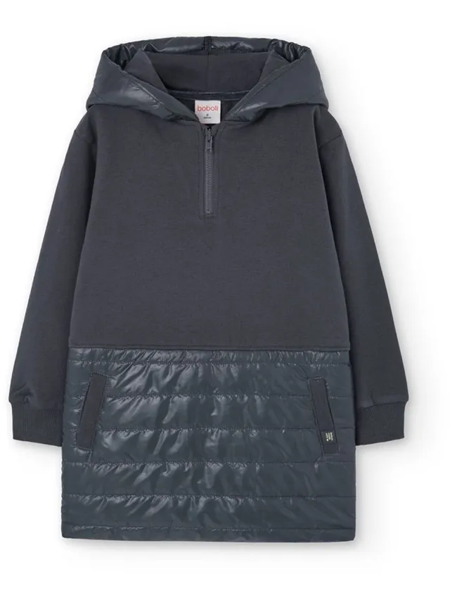 boboli Fleece Combined Lang Mouw Jurk Grijs 5 Years Meisje Anthracite