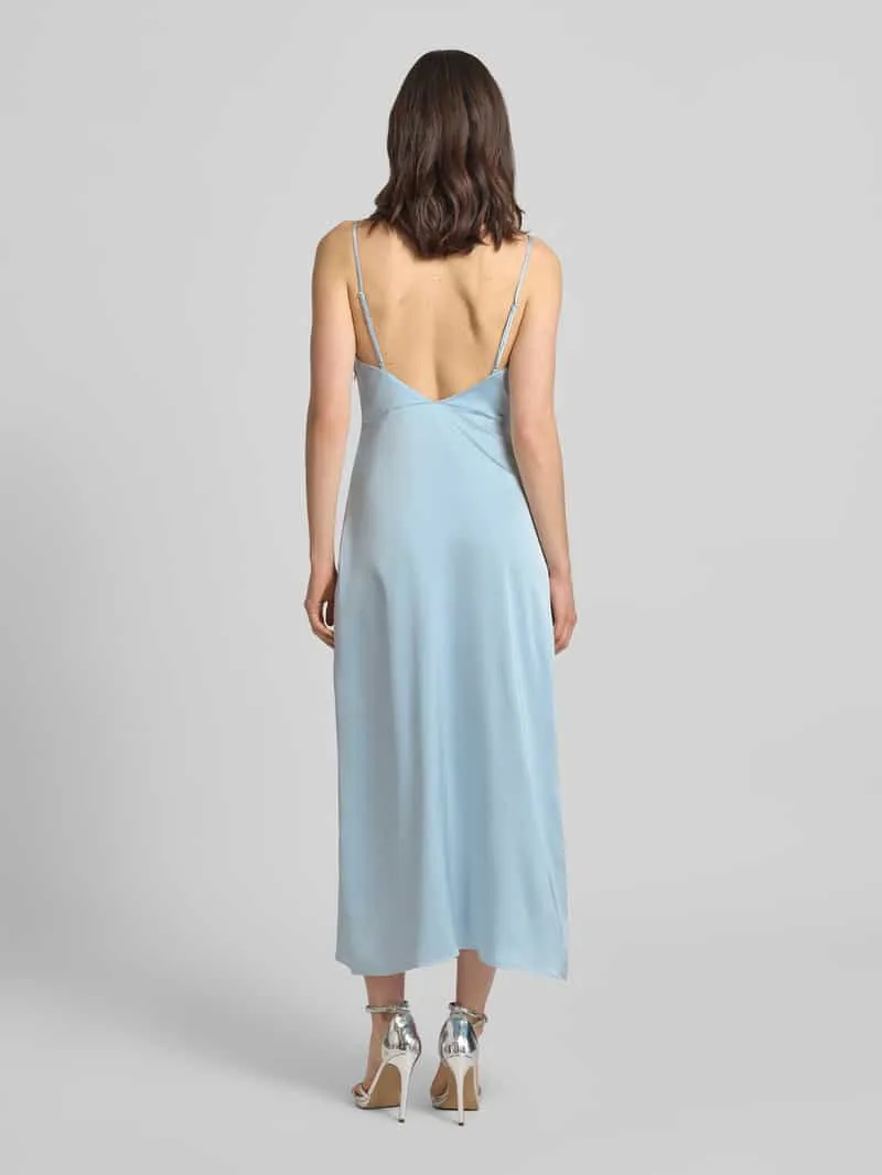 Vila regular fit midi-jurk met rugdecolleté model 'Ravenna' lichtblauw, foto 4