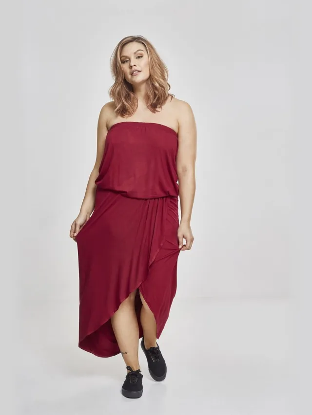 Urban Classics Viscose Bandeau Dames Mini-jurk - bordeaux burgundy
