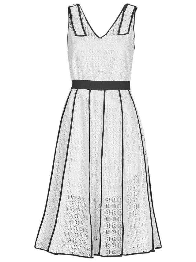 Karl Lagerfeld Korte Jurk Karl Lagerfeld KL EMBROIDERED LACE DRESS Wit