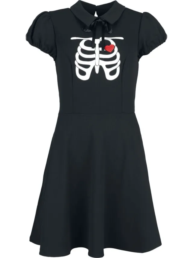 Hell Bunny Skeleton Girl Dress Dames Mini-jurk - zwart