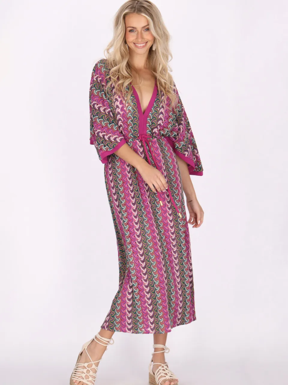 IZIA Jurk Dames Roze Veelkleurig