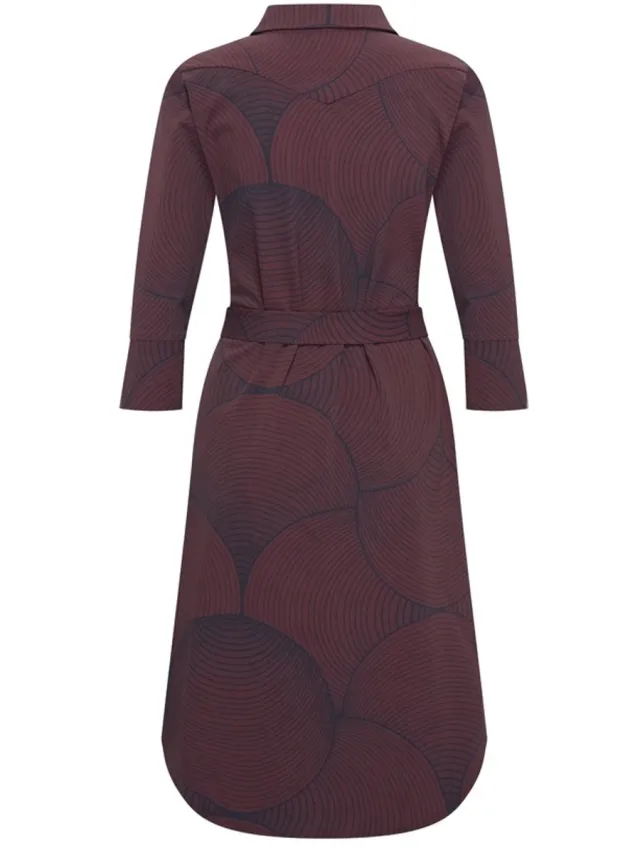 Mi Piace Travel Jurk Circle Print 2092 Burgundy - Maat :