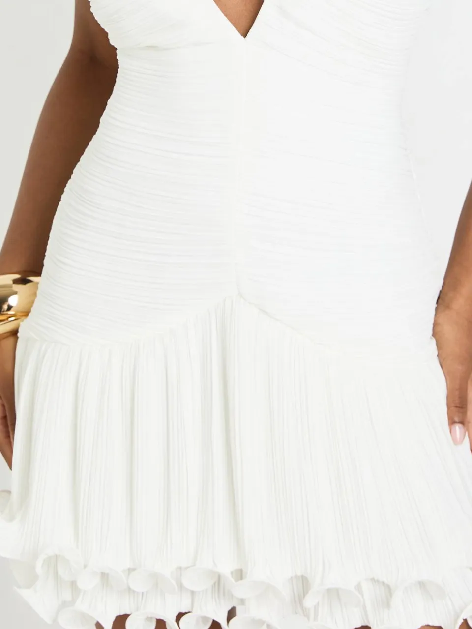 boohoo Dames Geplisseerde Plisse Ruche Zoom Mini Jurk ivoor, foto 4