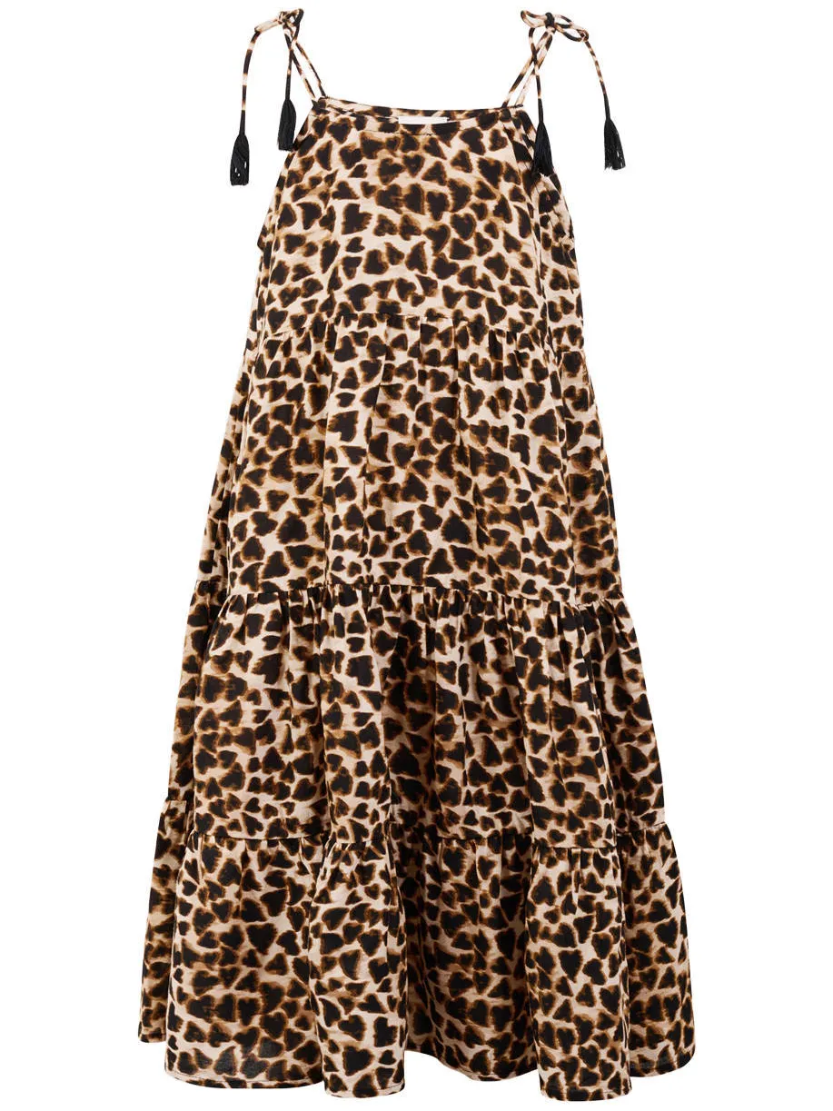 Shoeby maxijurk panterprint bruin, foto 2