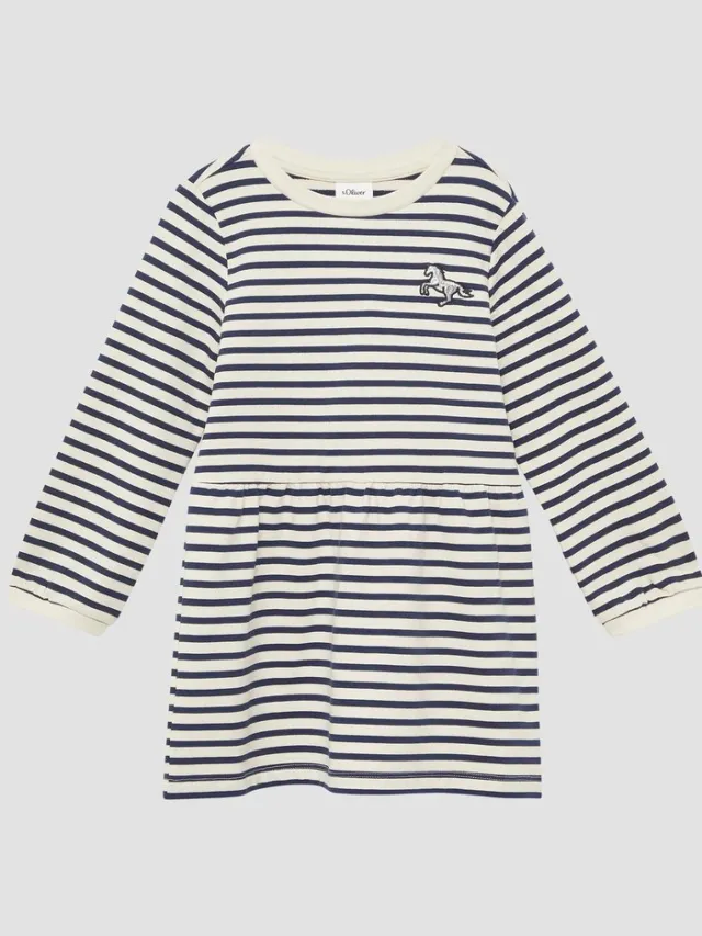 S.Oliver female - Lichtgewicht sweatjurk met glinsterend borduursel crème