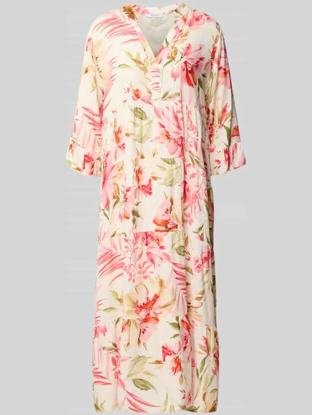 ZABAIONE Midi-jurk van viscose met serafinokraag model 'Kl44arraa' roze, foto 2