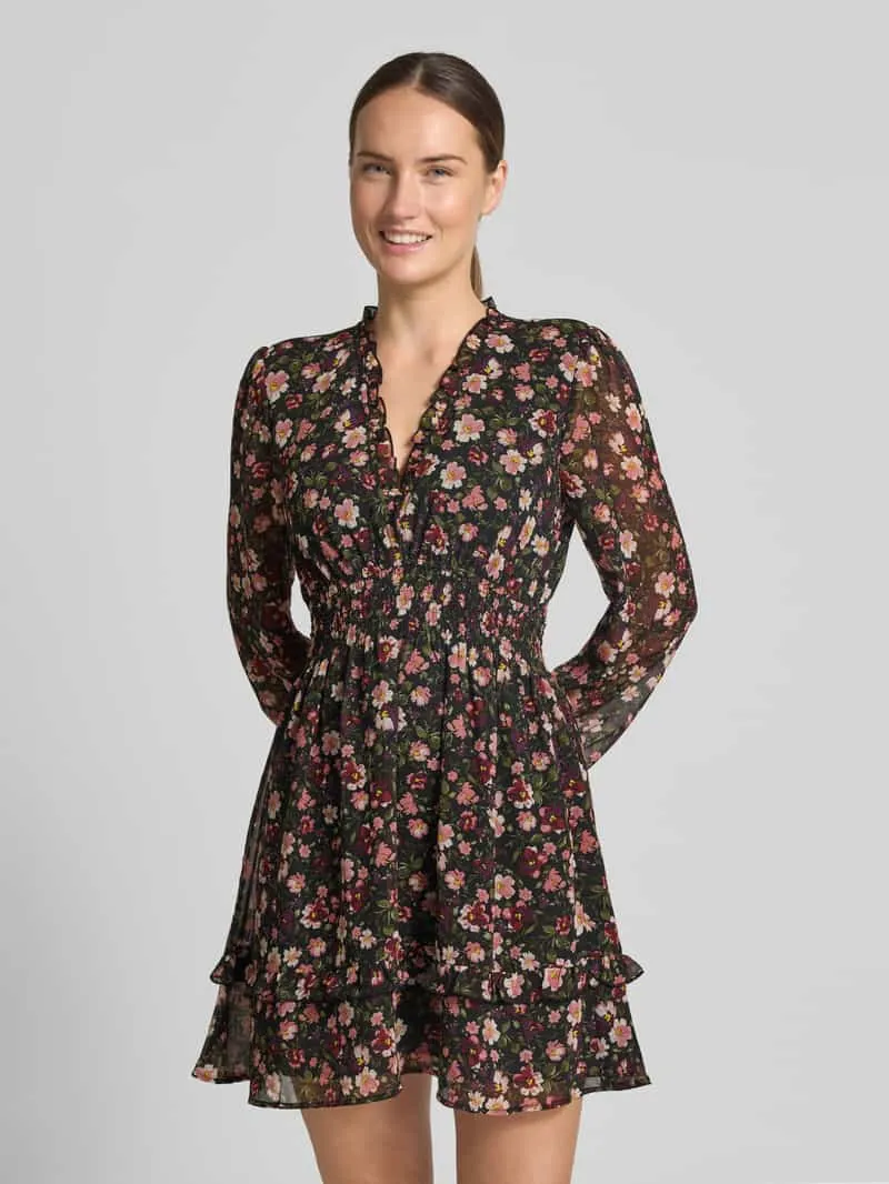 Apricot Mini-jurk in all-over look met elastisch tailleband Zwart