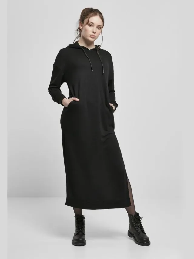 Urban Classics Modal Terry Hoody Maxi lange jurk - S - Zwart