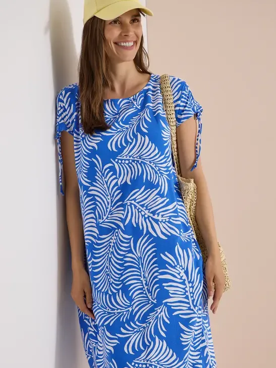 cecil Knielange jurk met kapmouwtjes Blauw