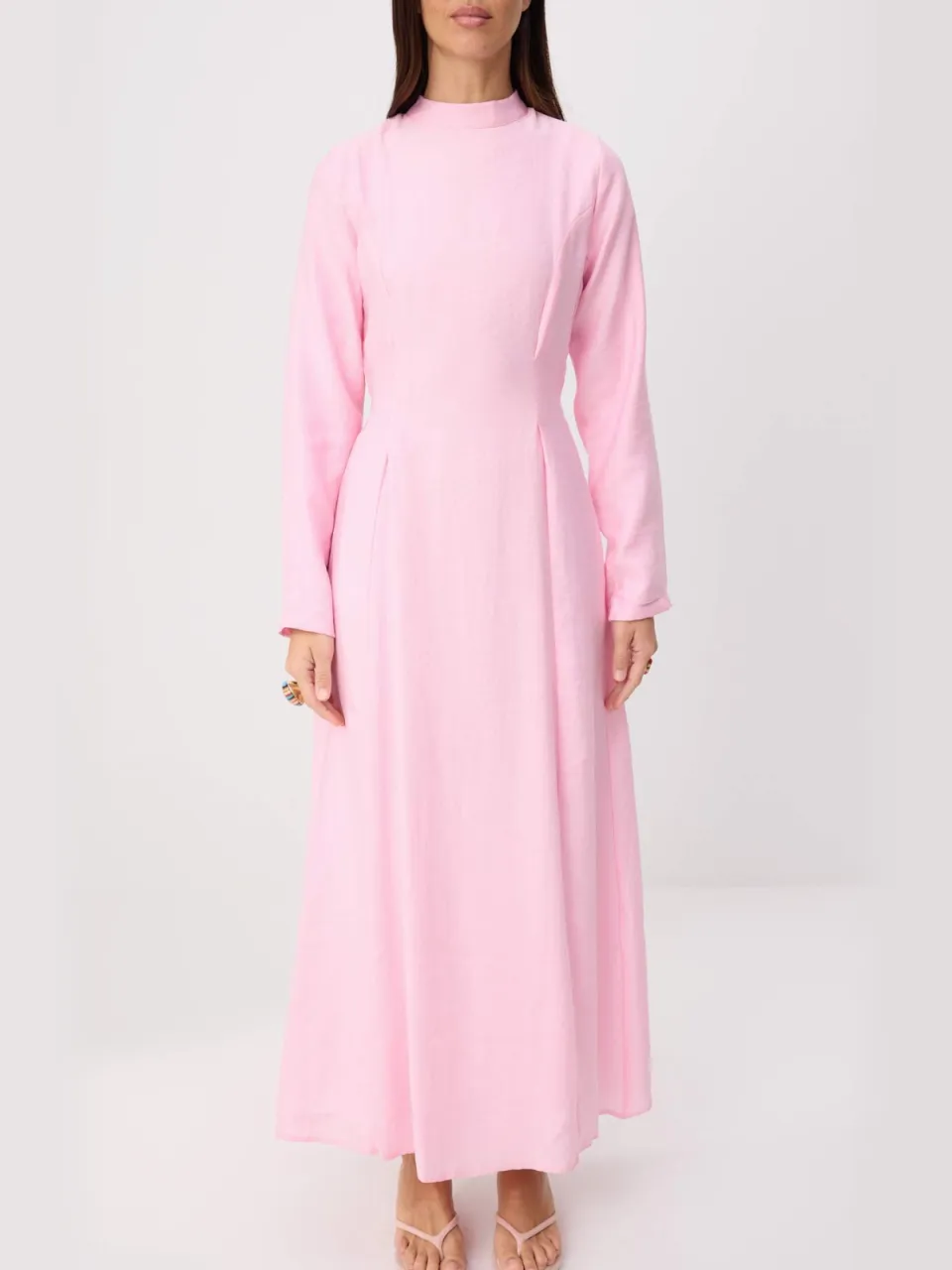 Trendyol Modest Dames Roze Effen Maxi Lang Casual Recht Modest Jurken