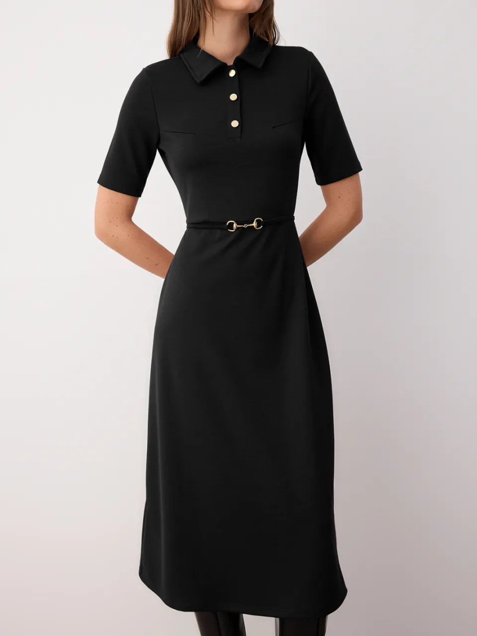 Trendyol TRENDYOLMİLLA Dames Zwart Effen Midi Kort Casual A-lijn Jurken, foto 2