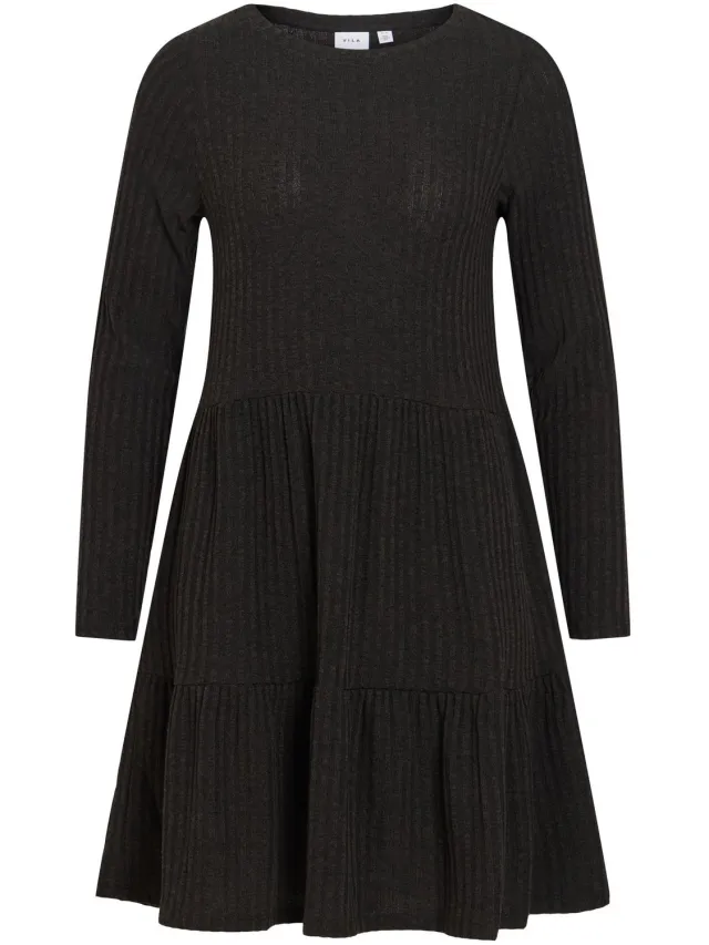 Vila Korte jurk VIELITA Lange mouwen Black1
