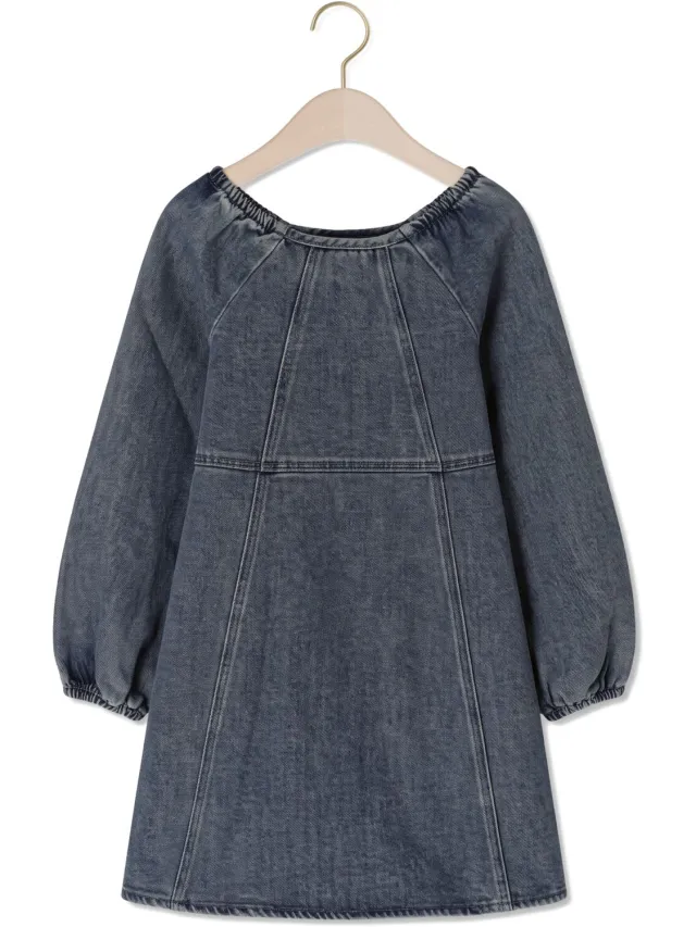 Lil' Atelier Meisjes Jurken Nmfobello Ls Loose Dnm Dress 1144-se Lil - Blauw