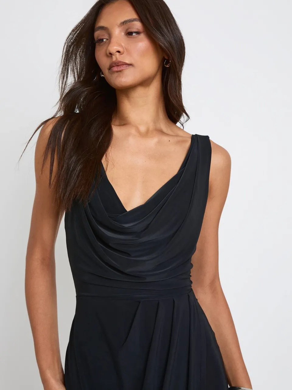 boohoo Dames Tall Slinky Gerimpelde Wikkel Maxi Jurk zwart, foto 2