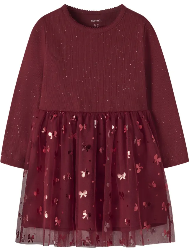 NAME IT NMFROSALLY LS DRESS Meisjes Jurk Red Dahlia