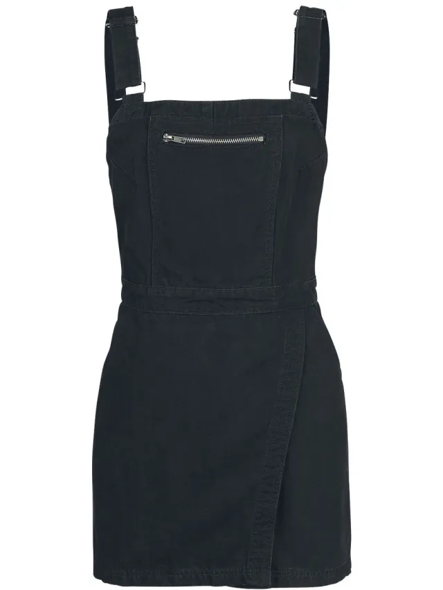Forplay Latzwickelkleid Dames Mini-jurk - zwart
