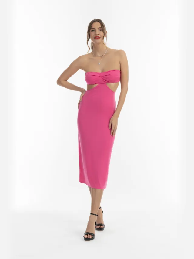 Faina midi-jurk faina met uitsnijdingen Roze