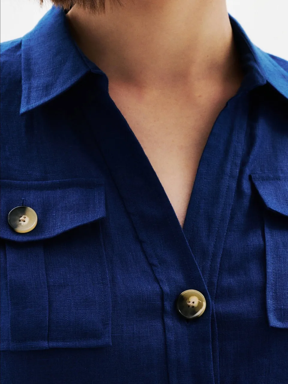 Caroll linnen spijkerjurk dark blue denim, foto 2