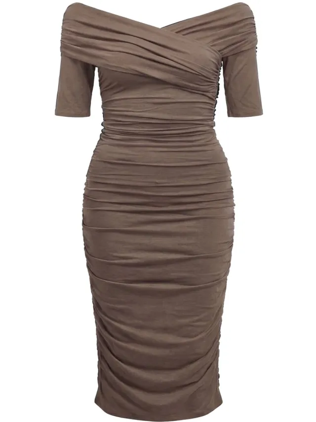 OBJECT COLLECTORS ITEM Object Jurk Off-shoulder ruches Morel1