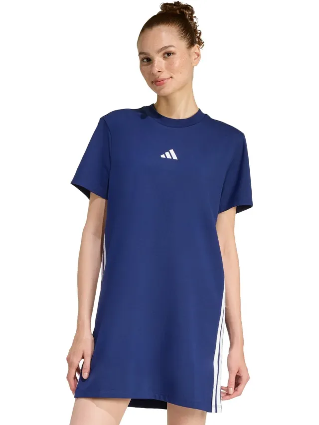 Adidas Sportswear Essentials 3-Stripes T-Shirtjurk - Dames - Blauw