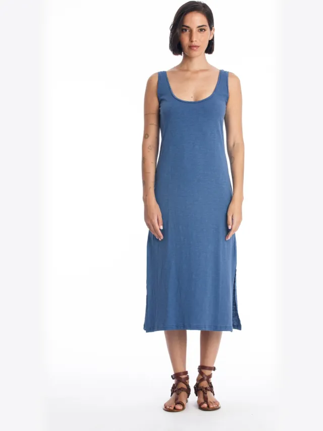 RAVENS VIEW IBIZA dames vegan Midi Jurk Demi Indigoblauw Donkerblauw