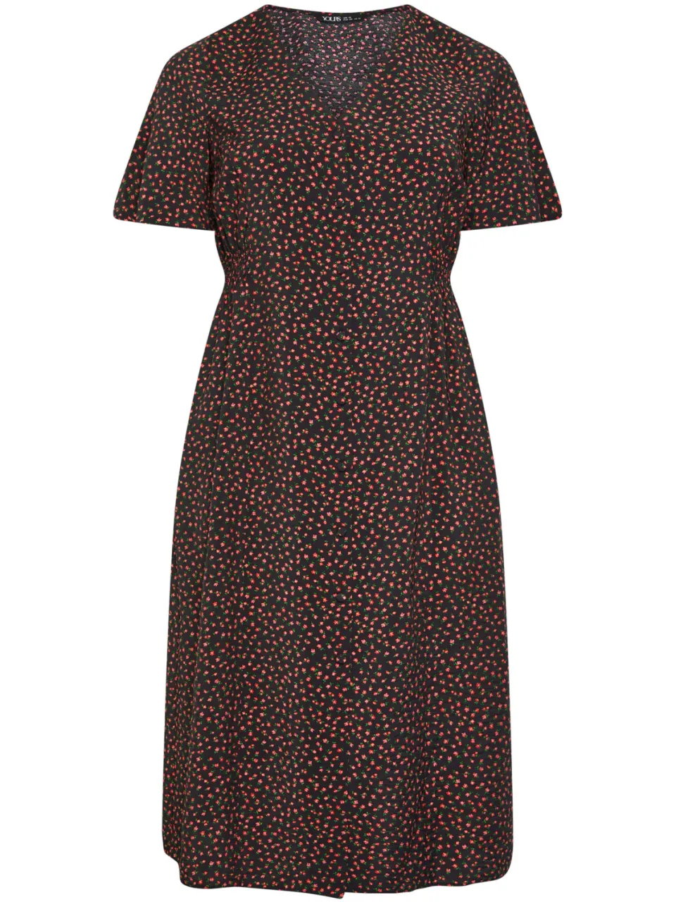 Yours Zwarte Jurk In Tea Dressstijl Met Bloemenprint, foto 3