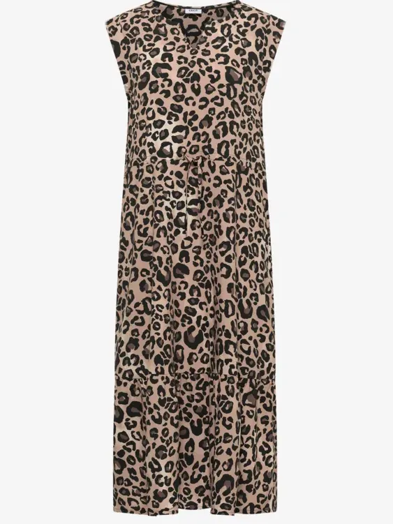 cecil Midi-jurk met split in de hals en luipaardprint beige, foto 3