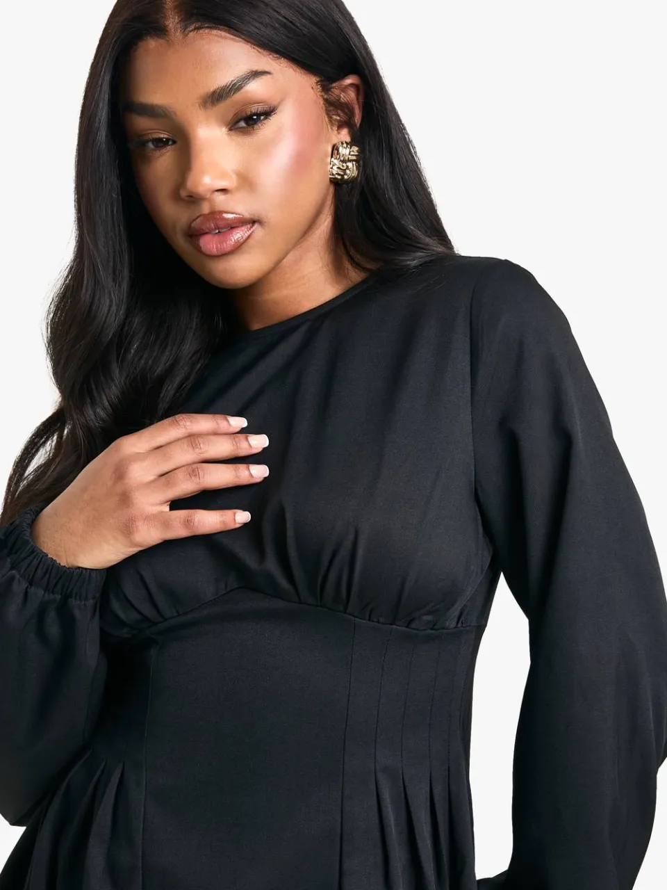 boohoo Dames Getailleerde Smock Minijurk zwart, foto 4