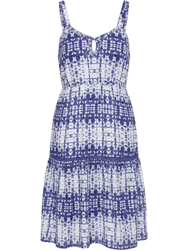 Studio Untold Dames - Midi-jurk mouwloze A-lijn strepen sierbanden - Donkerblauw - Maat 54+