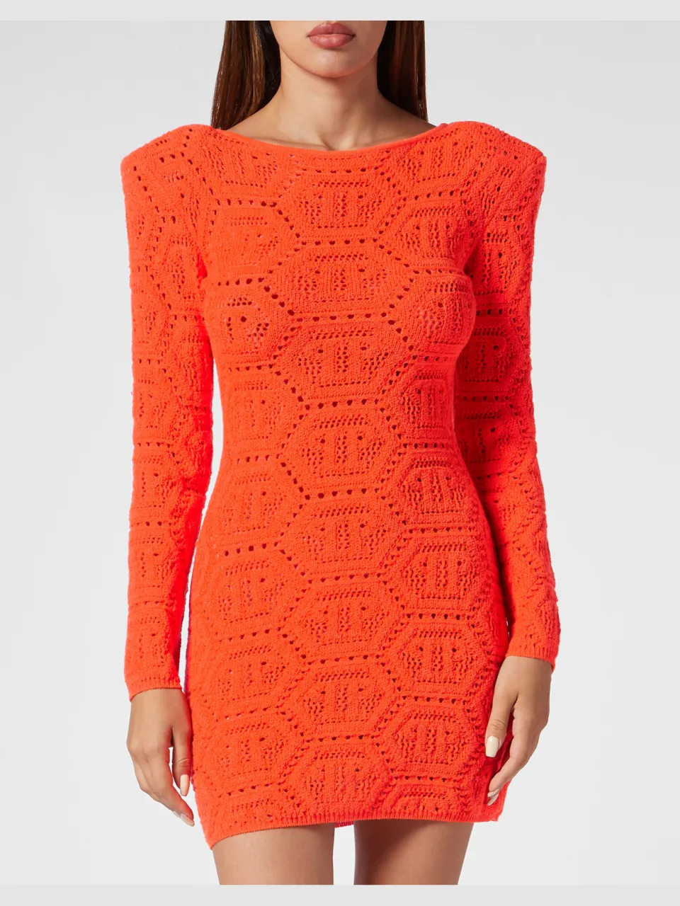 Philipp Plein Gebreide Jurk Monogram Oranje