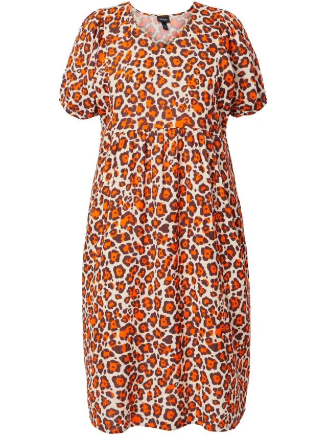 Ulla Popken Dames - Midi-jurken - Bruin - Maat 50+
