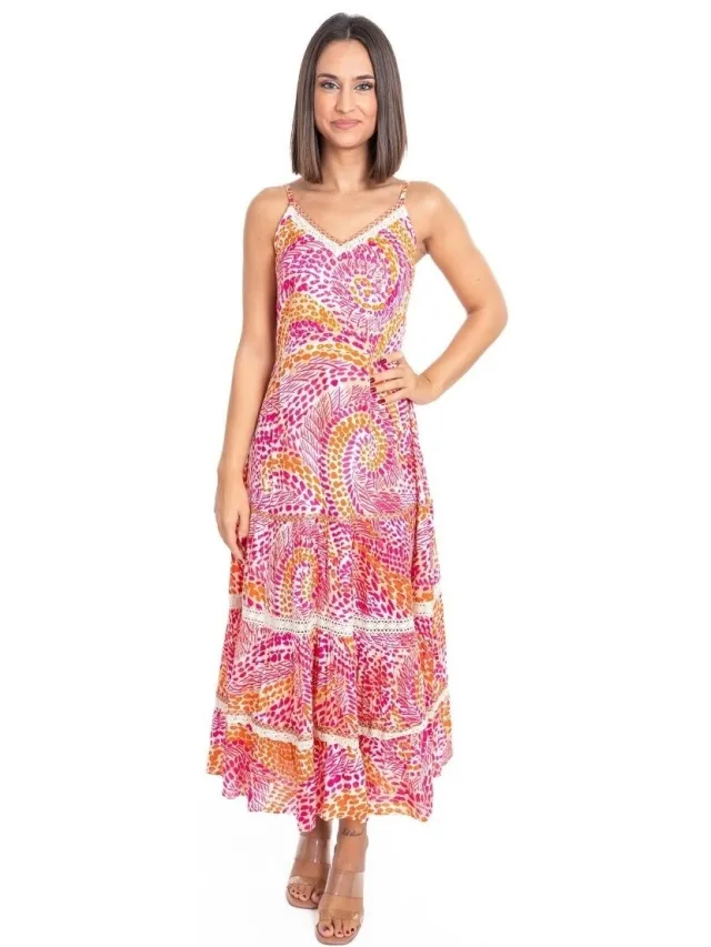 Isla Bonita By Sigris Lange Jurk Isla Bonita By Sigris Lange Midi-Jurk Roze