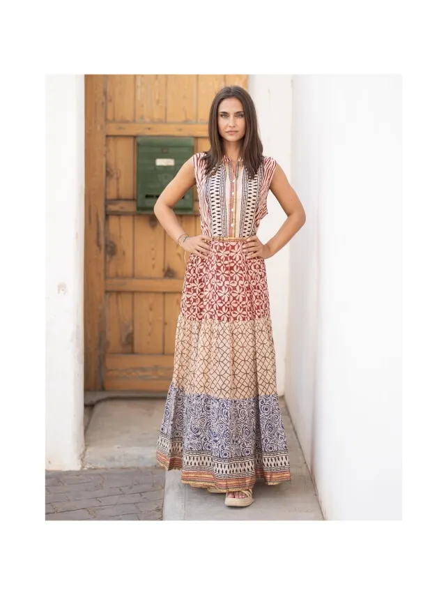 Isla Bonita By Sigris Lange Jurk Isla Bonita By Sigris Lange Midi-Jurk Rood