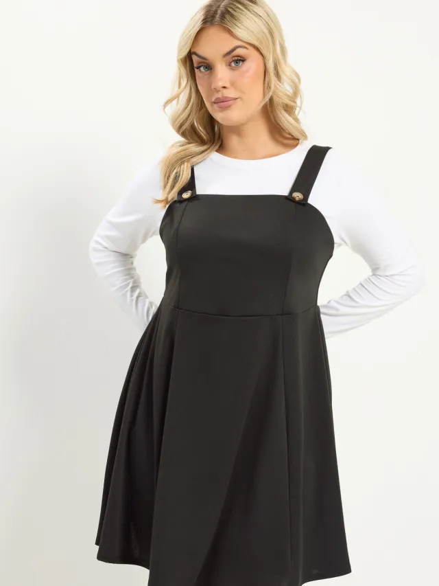 Yours Zwarte Pinaforejurk Black