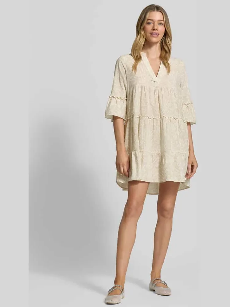 Vero Moda Uitlopende blousejurk van puur katoen model 'DICTHE' offwhite, foto 4