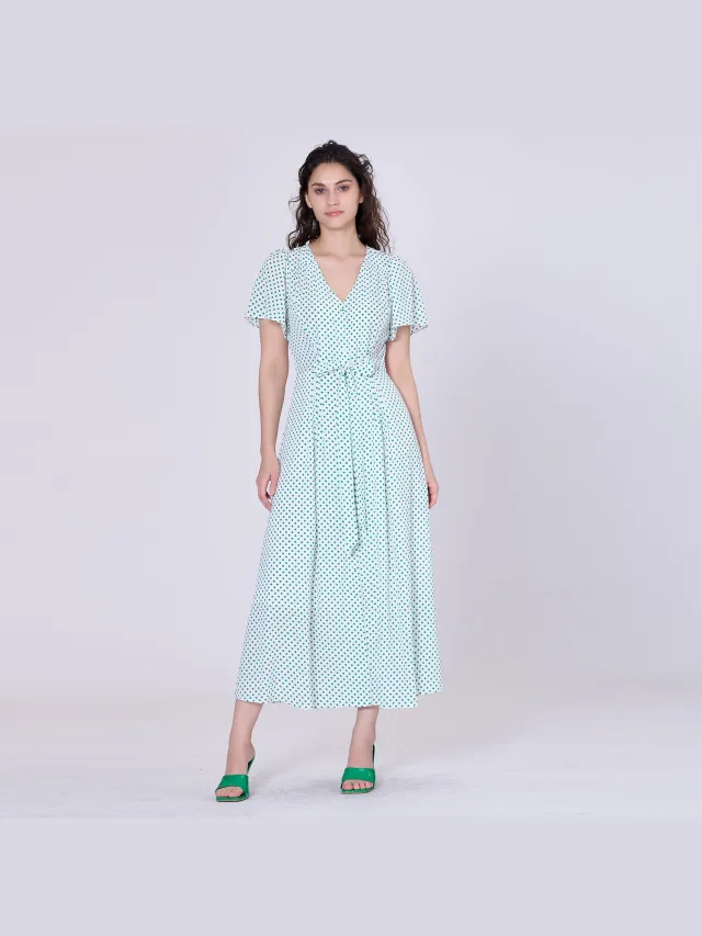 S&J Weekends Polka stip flard shirt-jurk Wit