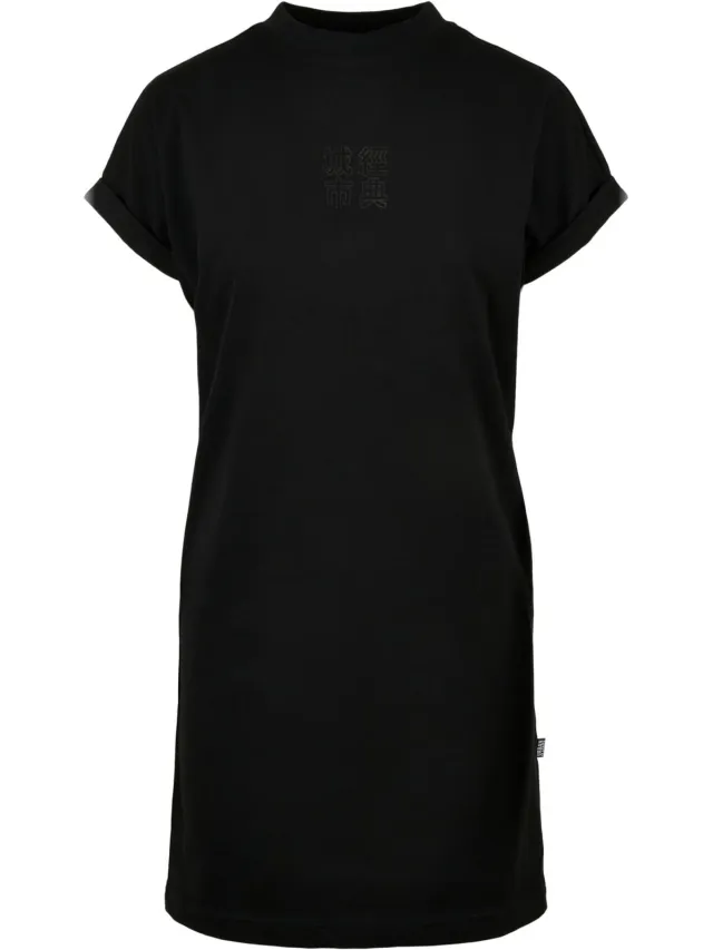 Urban Classics Dames/Dames Chinees Logo Omgeslagen Manchet Korte Mouw T-shirt Jurk (Zwart/Zwart)