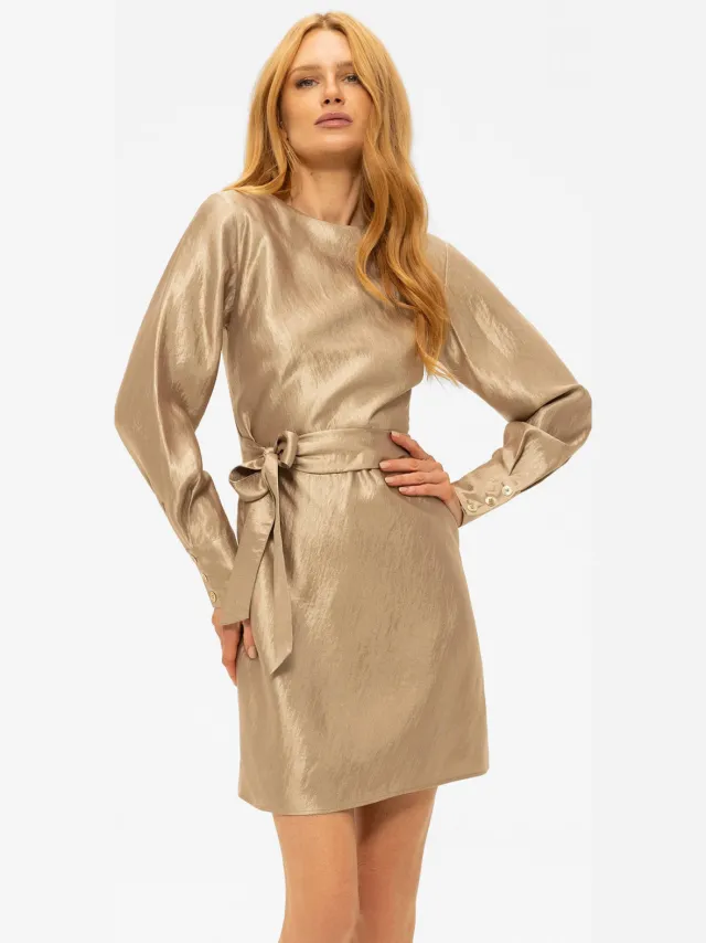 Nikkie satijnen korte jurk taupe