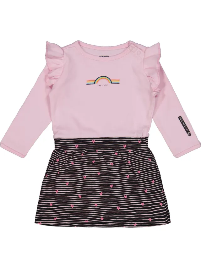4President Meisjes jurk - Stripe AOP Black - Meisjes jurken