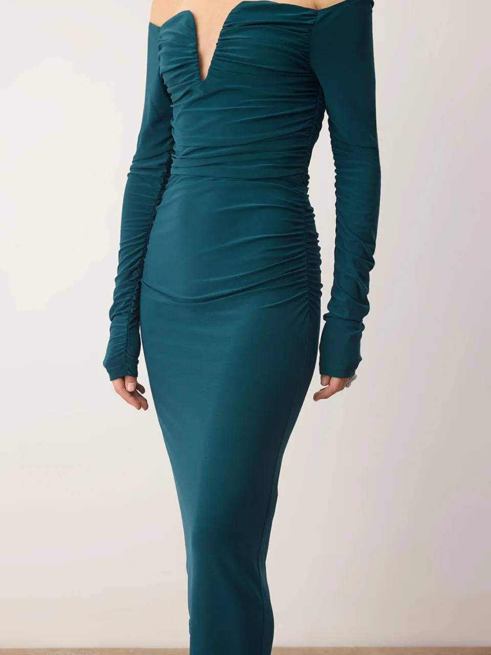 Trendyol TRENDYOLMİLLA Dames Groen Effen Maxi Driekwart mouw Stijlvol/Avond Bodycon Jurken, foto 2