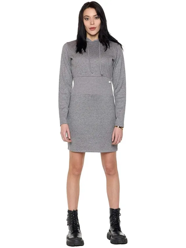 Leone 1947 Korte Jurk Leone 1947 Woman Rib Dress Glam Winter Grijs
