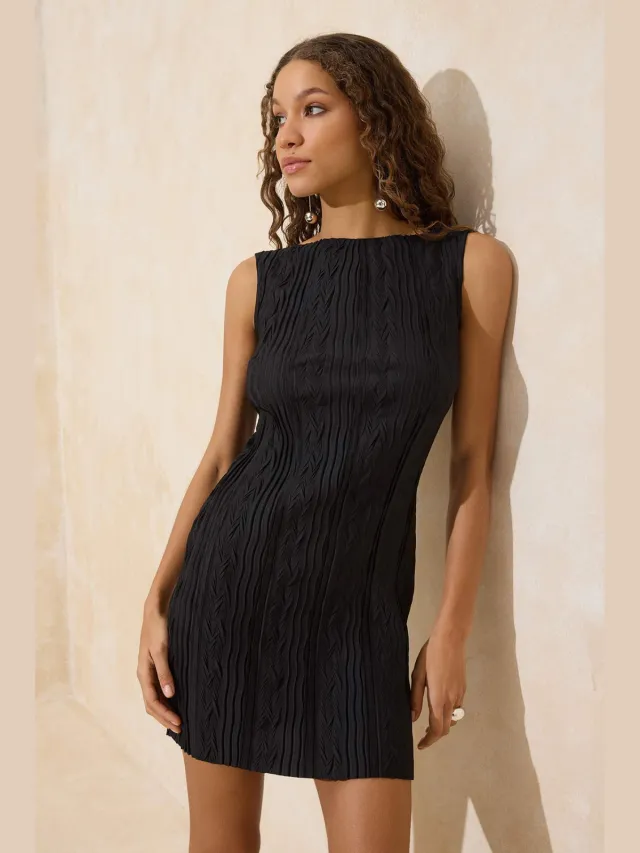 Trendyol TRENDYOLMİLLA Dames Zwart Effen Kort / Mini Mouwloos Zakelijk Bodycon Jurken